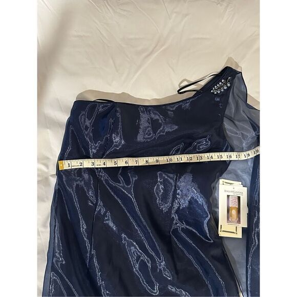 Scott McClintock navy evening gown one shoulder organza dress 6 dead stock vinta - Picture 6 of 15